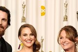 Oscar winners Christian Bale, Natalie Portman, Melissa Leo and Colin Firth pose