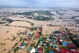 An aerial shot of flooding around Bulacan, north of Manila in the Philippines