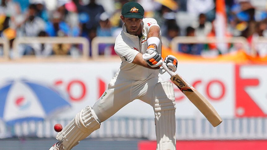 Australia's Glenn Maxwell plays a shot on day one of the third Test with India in Ranchi.