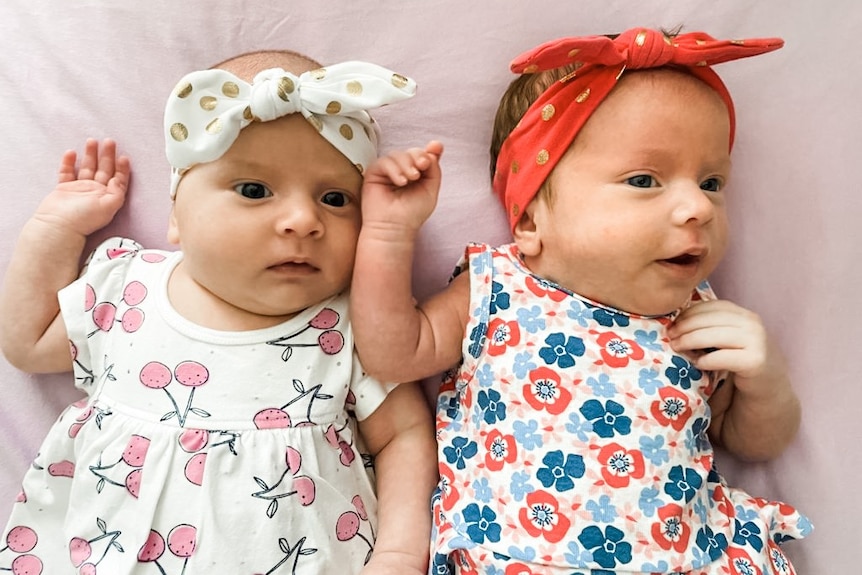 Odessa and Starla Dix at five weeks old.