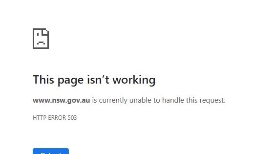 NSW Gov site error message