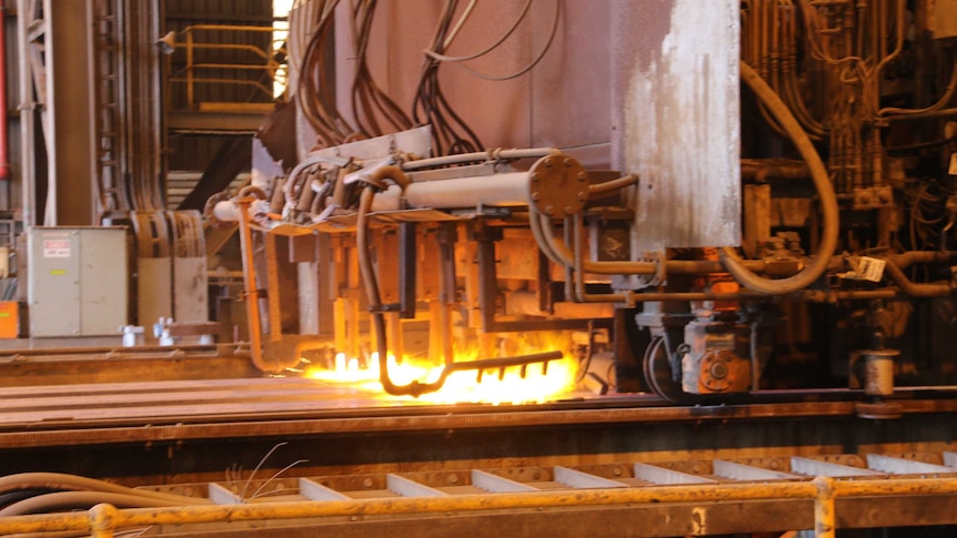 Machinery at work inside the Whyalla Steelworks