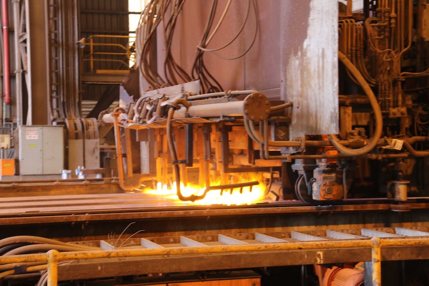 Machinery at work inside the Whyalla Steelworks