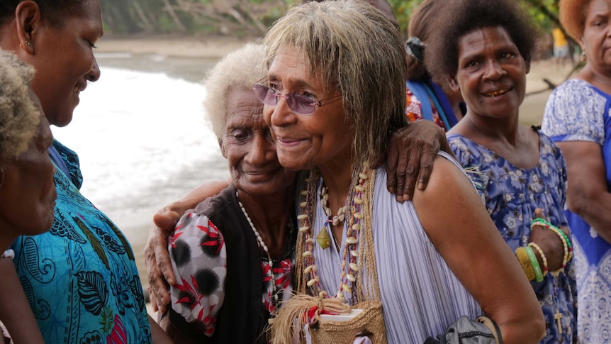 Pauline says farewell to friends on Manus Island.
