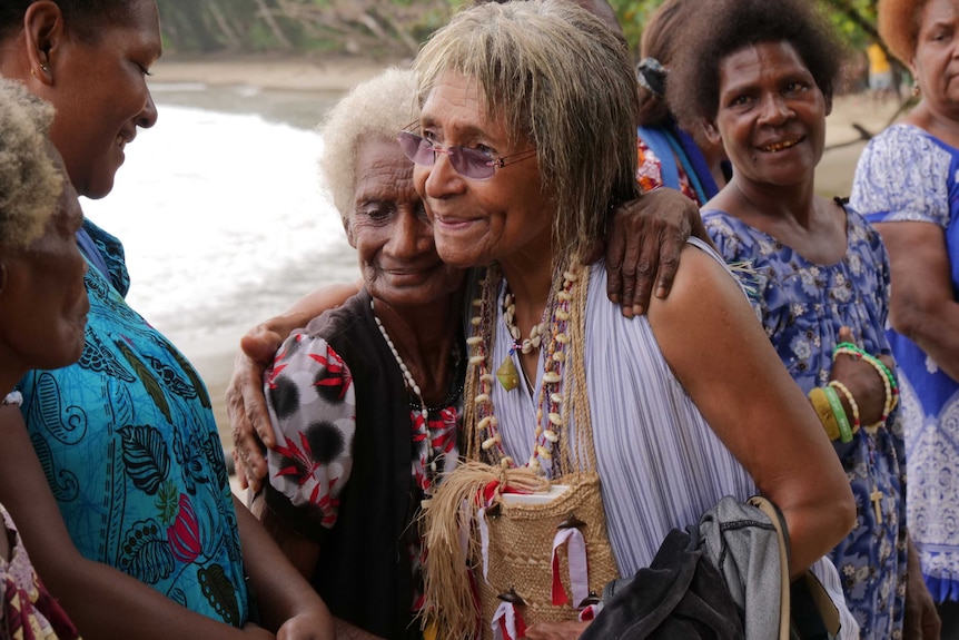 Pauline says farewell to friends on Manus Island.