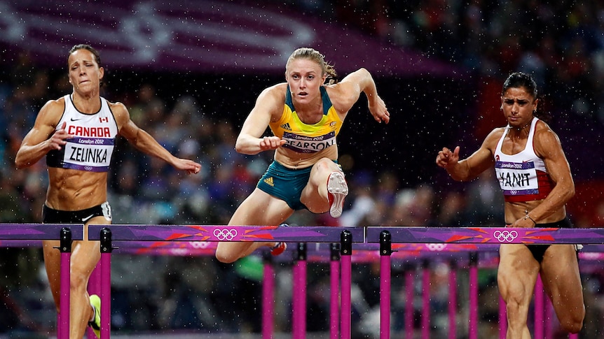 Australia's Sally Pearson on her way to victory in the 100m hurdles final in London.