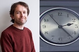 Composite image of Ryan Monro and old Talking Clock machine
