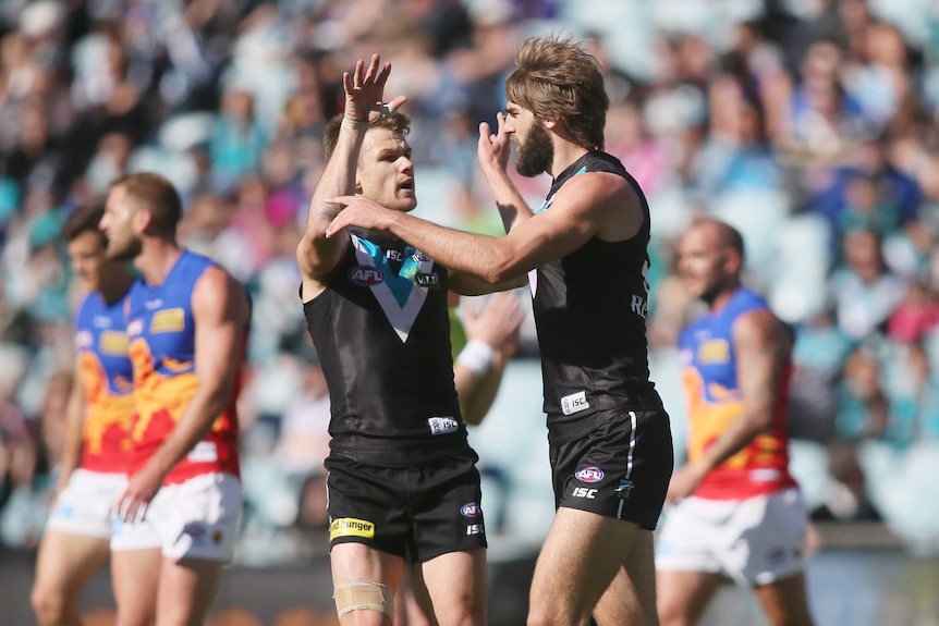 Celebration time for the Power's Jackson Trengove and Justin Westhoff