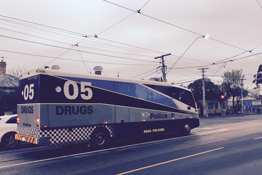 Victoria Police booze and drugs bus in Fitzroy North.