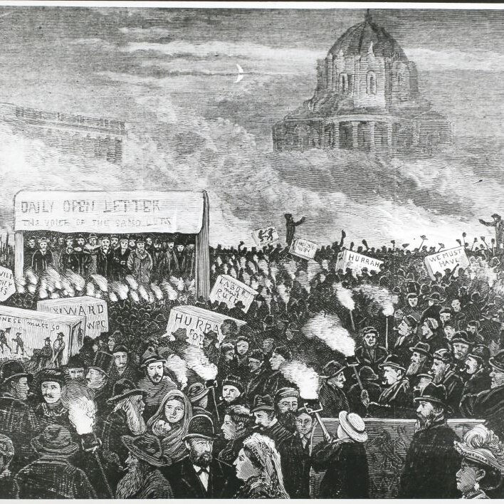 a lithograph of anti-chinese protests