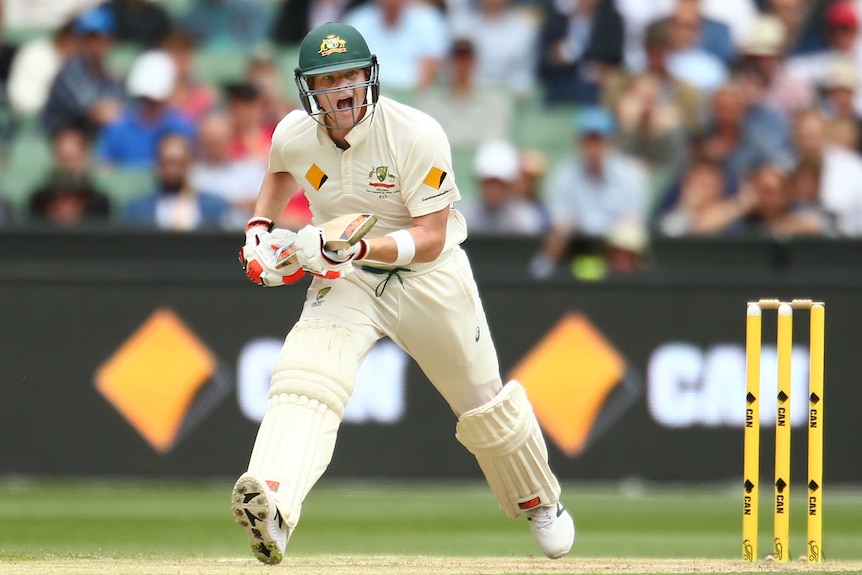 Steve Smith bats on day two