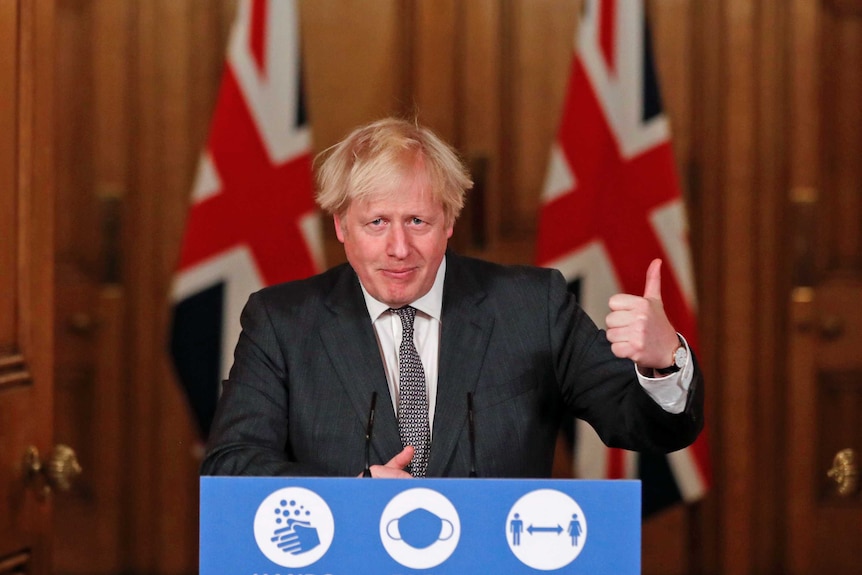 Britain's Prime Minister Boris Johnson speaks at a press conference