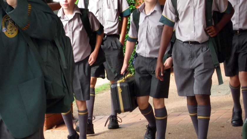Anonymous group of students arrive at St Patrick's College, north of Brisbane