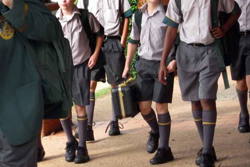 Anonymous group of students arrive at St Patrick's College, north of Brisbane
