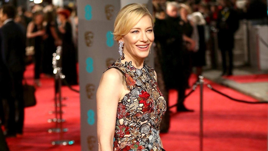 Full length photo of Cate Blanchett on the red carpet.
