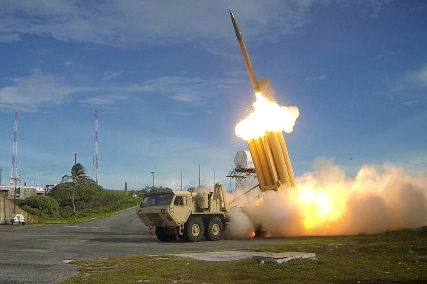 A THAAD missile is fired