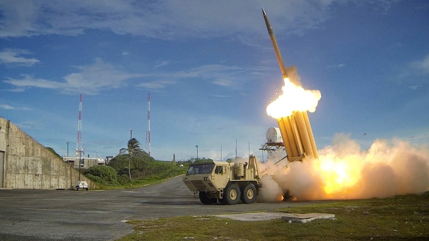 A THAAD missile is fired