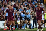 NSW players celebrates during State of Origin Game I against Queensland on May 31, 2017.
