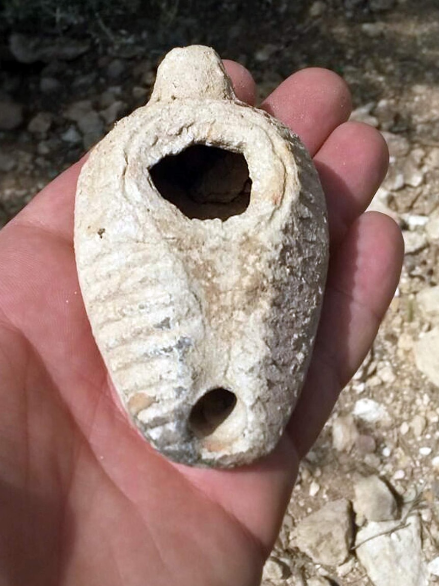 An ancient lamp uncovered by a porcupine in Israel