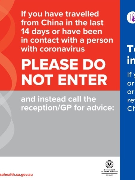 South Australian and Victorian public health warnings about coronavirus.