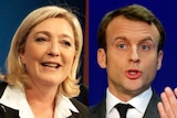 A composite image of Marine Le Pen and Emmanuel Macron.