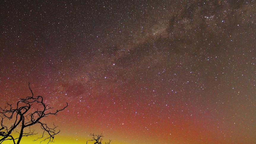 Aurora Australis and Milky Way in White Hills Tasmania