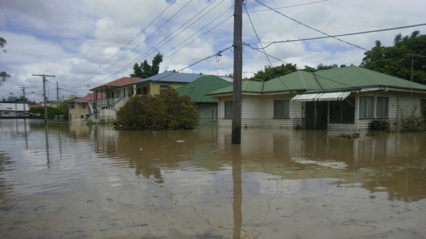 Flooded street in suburban Fairfield