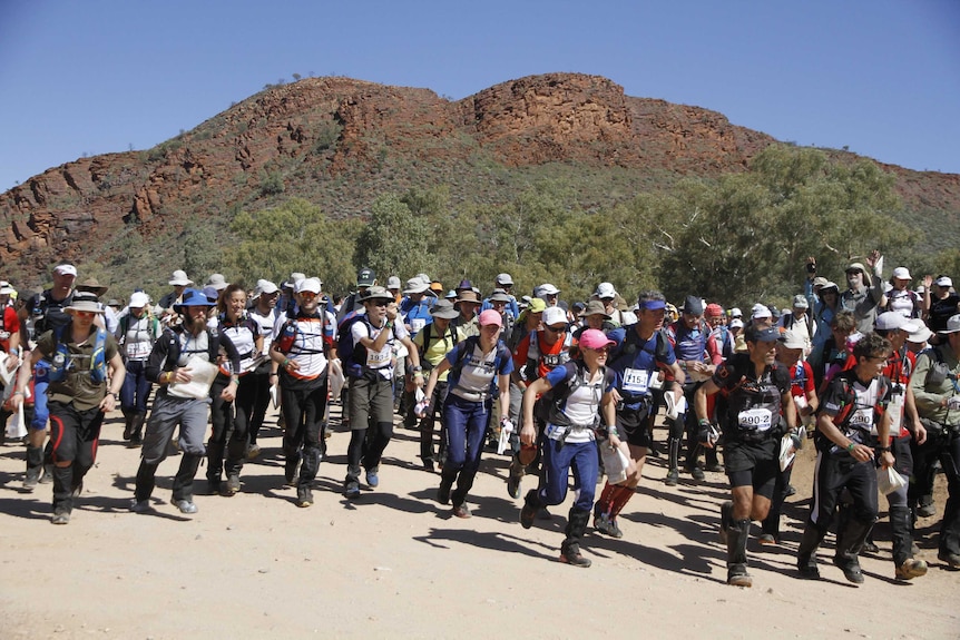 Competitors racing in large group