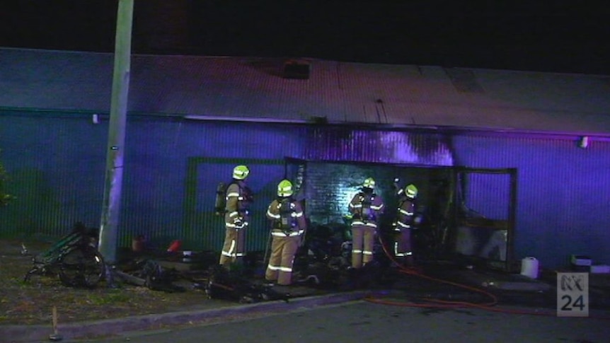 Emergency services at the scene of the Footscray factory fire