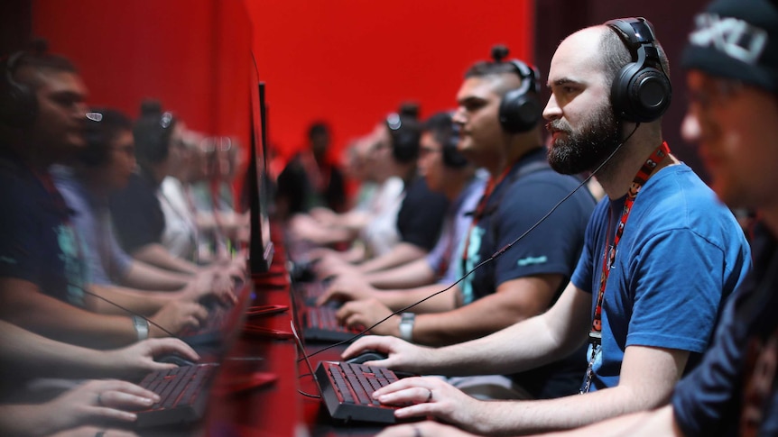 Gamers at the E3 gaming expo in LA