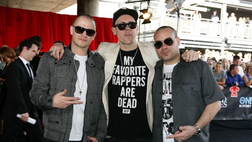 The Hilltop Hoods arrive at the 2012 ARIA Awards.