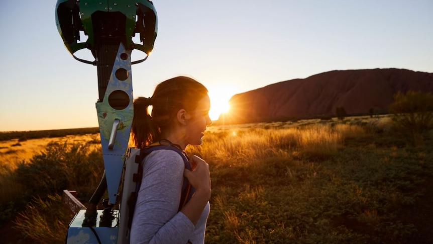 A street-view camera trekker.