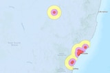 map with red in Newcastle and Narrabri