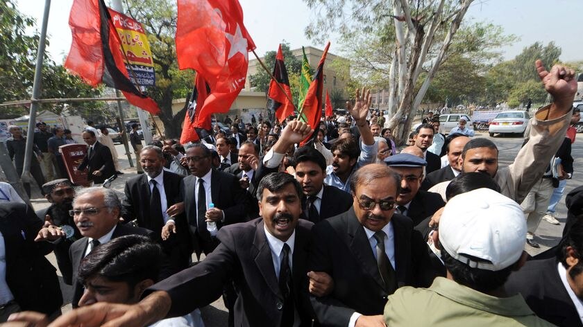 Lawyers and opposition activists clashed with security forces as they demand the restoration of dozens of sacked judges
