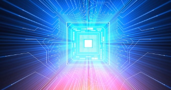 Illustration of quantum computer, electronic circuitry