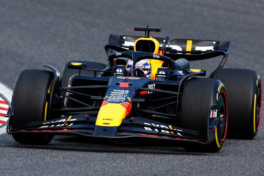 Red Bull's Max Verstappen in action during the Japanese Grand Prix, through a corner