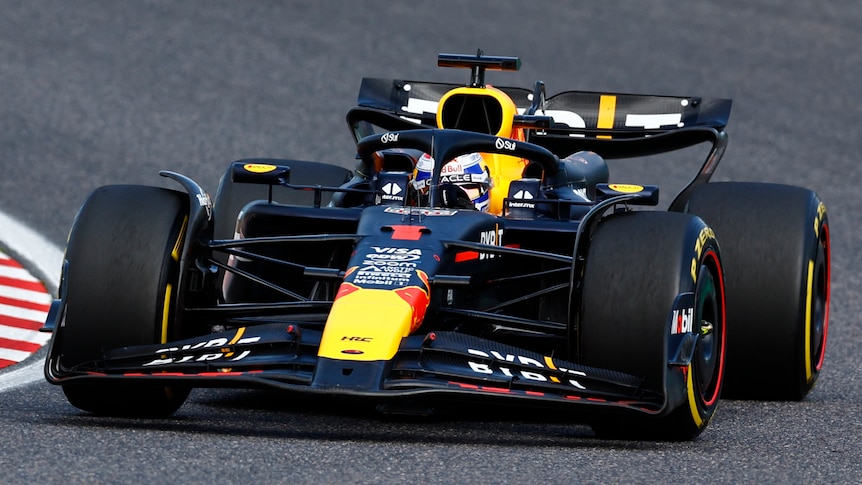 Red Bull's Max Verstappen in action during the Japanese Grand Prix, through a corner