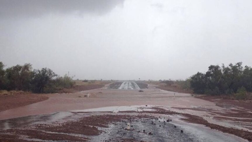 Flooded North West Coastal highway south of Karratha
