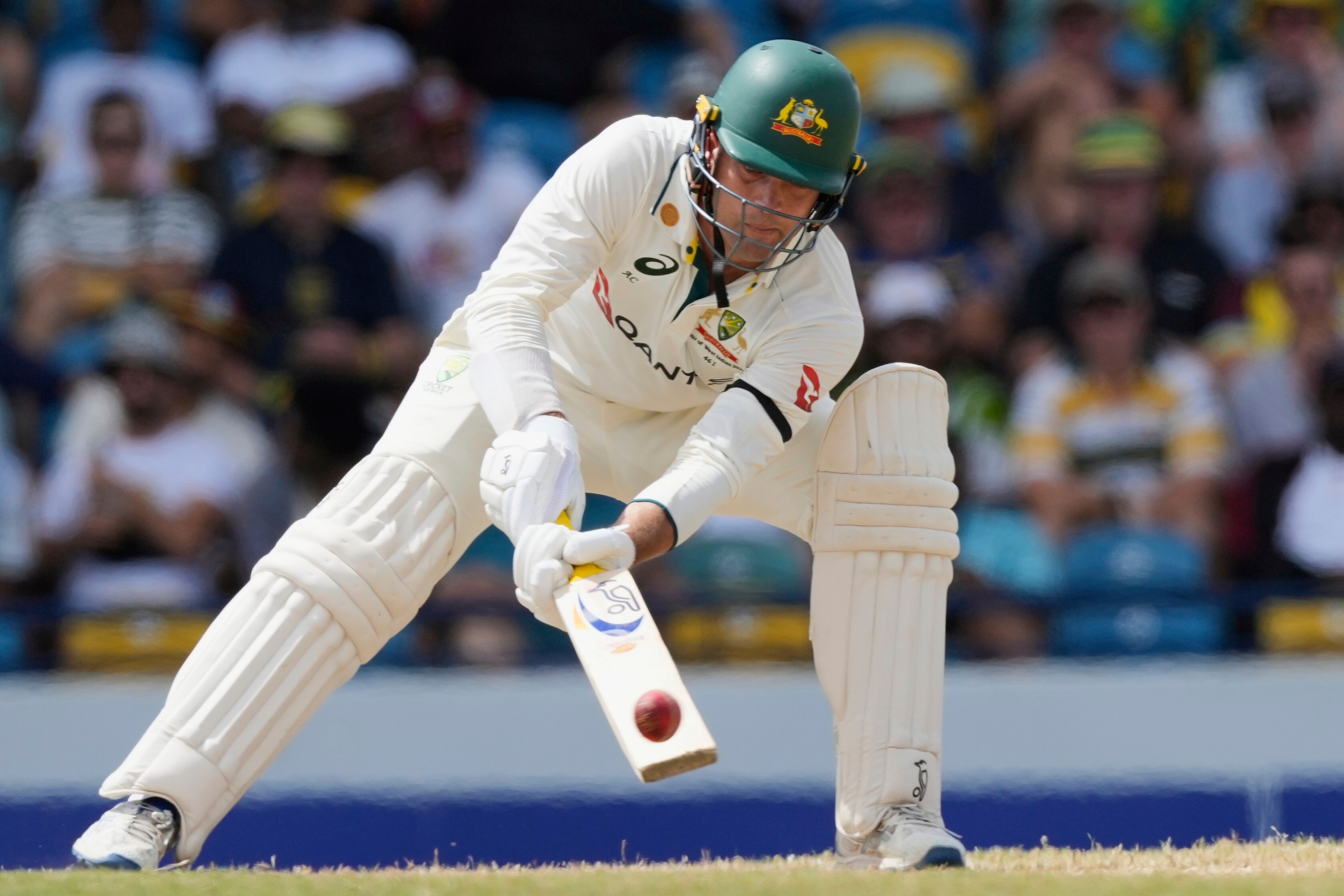 Alex Carey plays a ramp shot