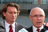 Essendon coach James Hird and club chairman Paul Little speak to the media at the Federal Court.