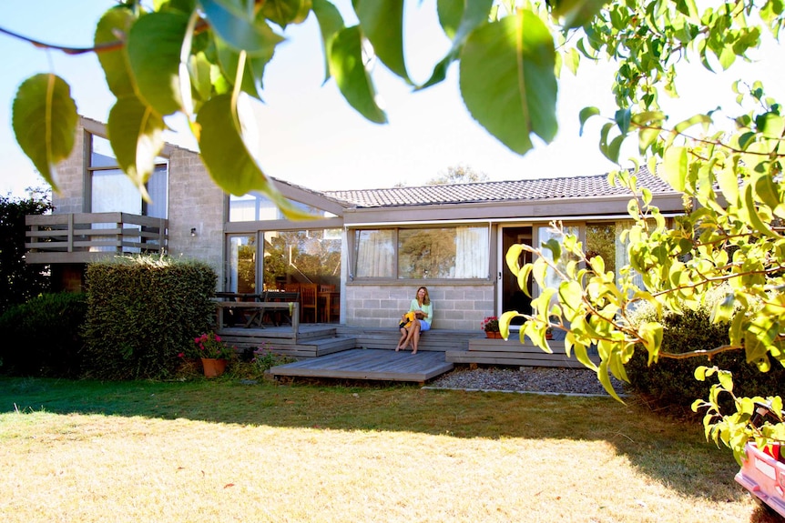 Lucy out the front of her Hawker home