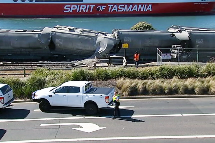 Scene of derailed train