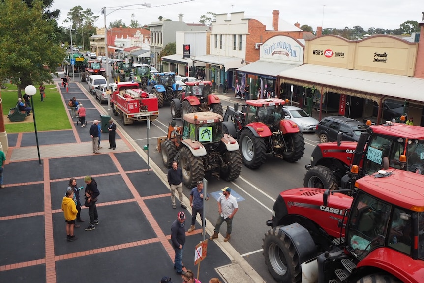 60 tractors down a main street.