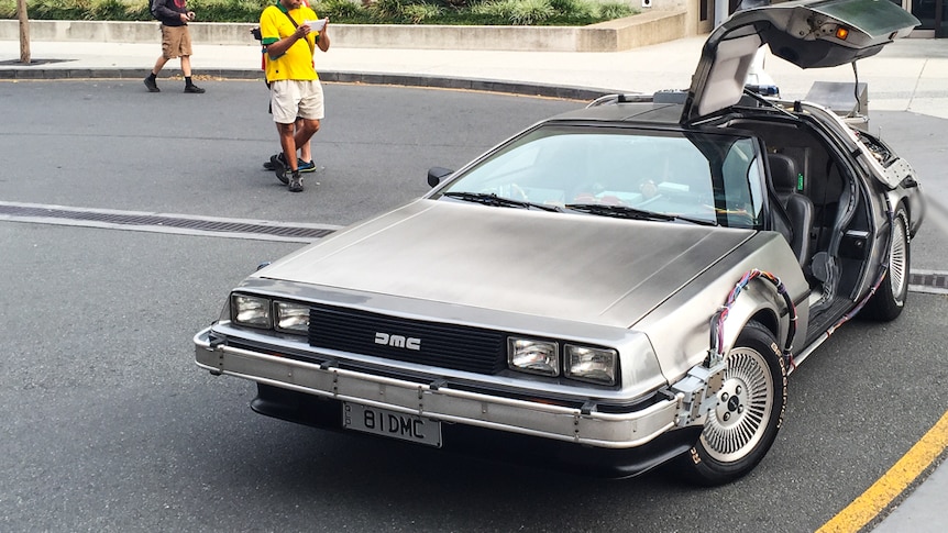 The DeLorean made famous in Back to the Future fully equipped with Queensland numberplates.