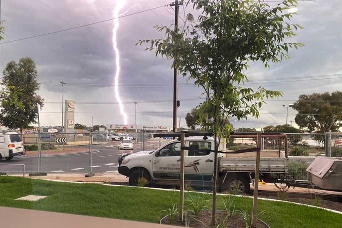 Lightning over a car park