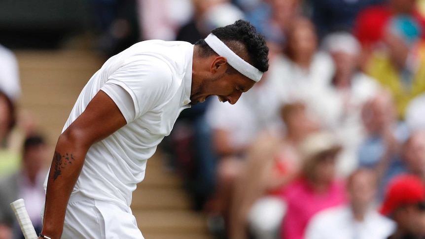 Nick Kyrgios rages on the Wimbledon court