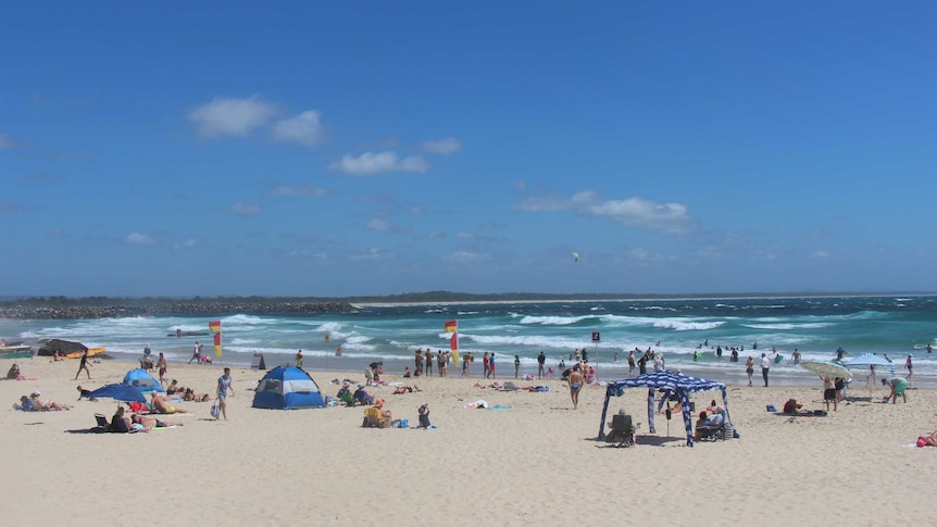 Port Macquarie's Town Beach on a windy day.