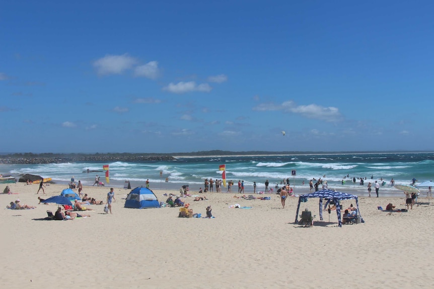 Port Macquarie's Town Beach on a windy day.