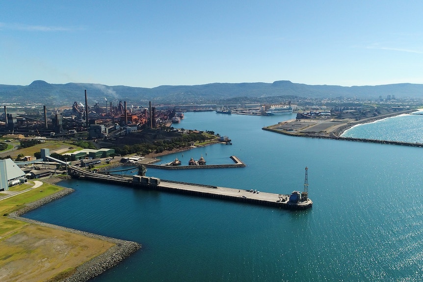 an aerial view of a harbour