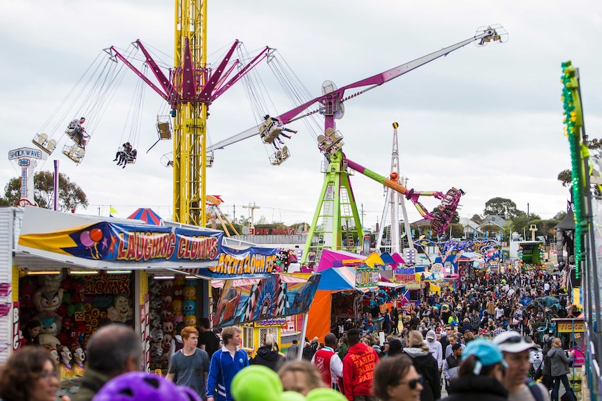 rides and large crowds of people at event